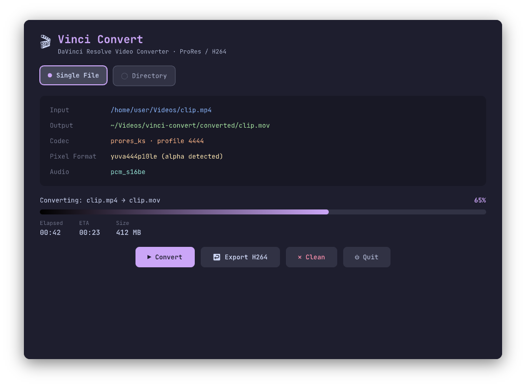 Vinci Convert: converting MP4 for DaVinci Resolve on Linux